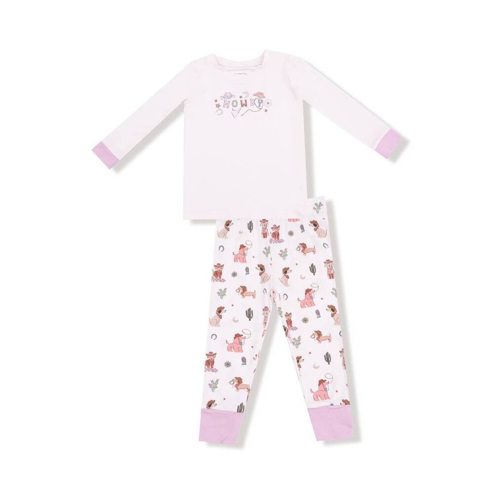 NEW ANGEL DEAR girls long sleeve loungewear set in cowgirl dogs